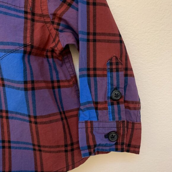 Tea Collection Blue Plaid Button Up Baby Shirt 100% Cotton 6-9M - Picture 4 of 8